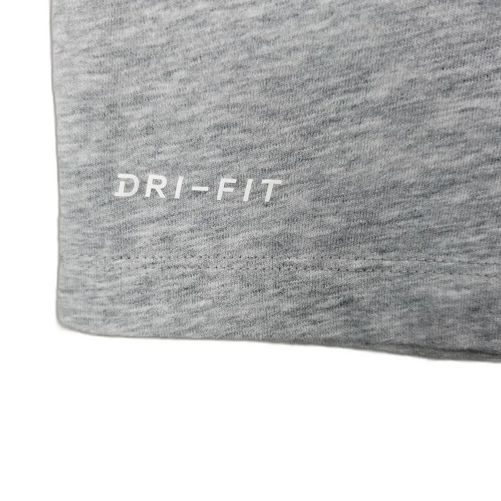 Nike Dri-FIT Tee Men's Large Gray Swoosh Athletic Workout Training Shirt